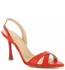 Sandały na szpilce Carinii beżowe czerwone