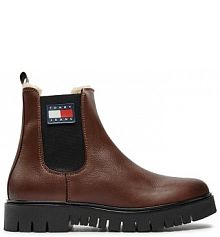 Botki Tommy Jeans brązowe damskie 