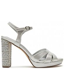 Sandały na słupku Menbur srebrne 