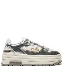 Botki na szpilce LOVE MOSCHINO srebrne 