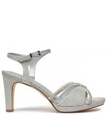 Sandały na słupku Menbur srebrne 