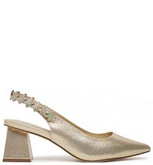 Sandały na słupku Menbur złote 