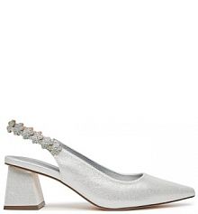 Sandały na słupku Menbur srebrne 