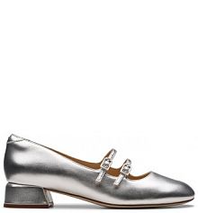 Baleriny Clarks srebrne damskie 