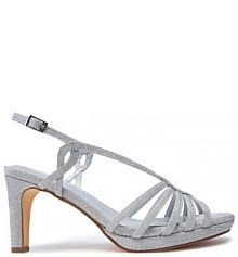 Sandały na słupku Menbur srebrne 