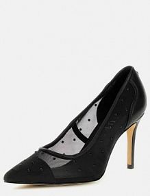 Czółenka Guess czarne z cyrkoniami  follow