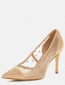 Czółenka Guess beżowe z cyrkoniami  follow