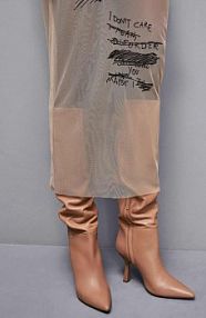 Botki ze skóry nappa na obcasie Astral brązowe PATRIZIA PEPE