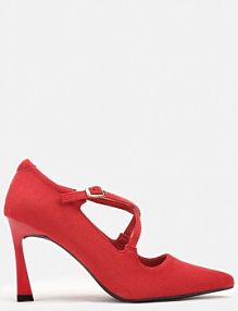 Czerwone Szpilki Vices z Ozdobnymi Paskami Tamorniel