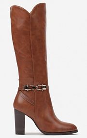 Jasnobrązowe Kozaki na Słupku Muszkieterki z Klamerką Vortilina vices