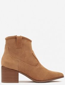 Brązowe Botki Vices w Stylu Kowbojek na Obcasie Vertige