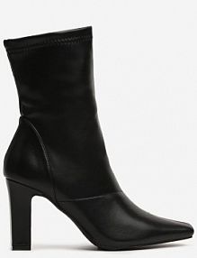 Czarne Botki Vices na Słupku z Dopasowaną Cholewką Liliathra
