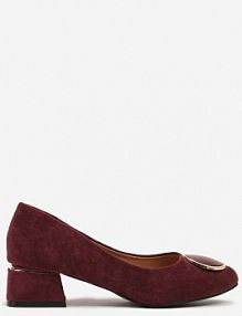 Bordowe Czółenka Vices z Wkładką z Naturalnej Skóry i Metalowymi Akcentami Jorinna