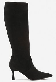 Czarne Eleganckie Kozaki Vices z Ekozamszu na Szpilce Izaiella