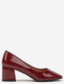 Bordowe Czółenka Vices Lakierowane na Słupku z Wkładką ze Skóry Naturalnej Tinaselle