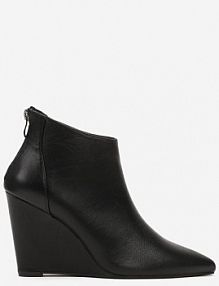 Czarne Eleganckie Botki na Koturnie ze Szpiczastym Noskiem Zivilaine Renee