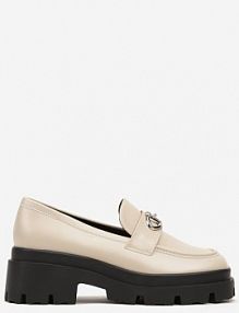 Beżowe Mokasyny na Platformie Ozdobione Klamrą Kikilla vices damskie