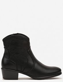 Czarne Botki Typu Kowbojki na Obcasie z Krótką Cholewką Zinoreta Renee damskie