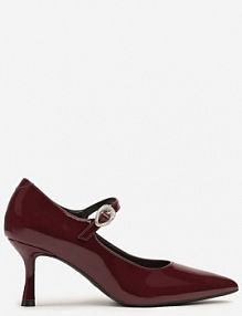 Bordowe Czółenka Szpilki z Paskiem na Sprzączkę Romirida vices