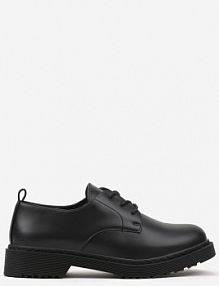 Czarne Casualowe Półbuty na Płaskiej Podeszwie ze Sznurowaniem Migola Renee damskie