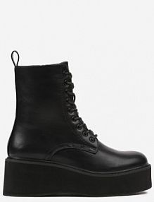 Czarne Casualowe Botki Traperki na Koturnie Evondria Renee