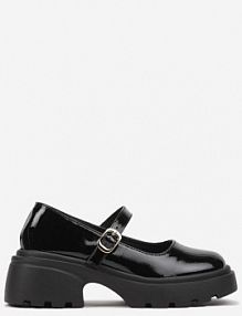 Czarne Półbuty na Platformie w Stylu Mary Jane z Paskiem Vailin Renee damskie