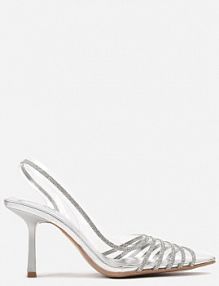 Srebrne Szpilki z Transparentnym Noskiem z Cyrkoniami Arrsela Renee