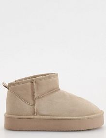 Skórzane śniegowce Reserved beżowe damskie 406CF-08X