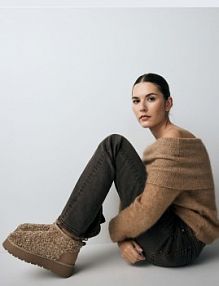 Śniegowce ze sztucznego baranka Reserved beżowe damskie 410CF-08X