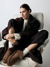 Skórzane śniegowce na platformie Reserved brązowe damskie 482DB-88X