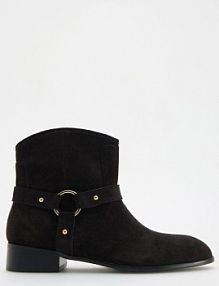 Zamszowe kowbojki z detalami Reserved ciemnobrązowe damskie 613BD-89X