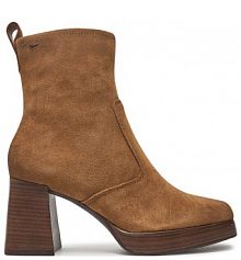 Botki na słupku Tamaris brązowe 