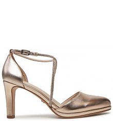 Botki na słupku Tamaris złote 