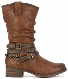 Kozaki na obcasie Mustang brązowe 