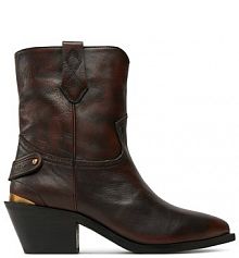 Botki na słupku Pepe Jeans brązowe 