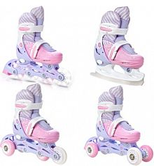 Rolki Wrotki Łyżwy Regulowane 4w1 Raven Loret Świecące Kółka LED damskie