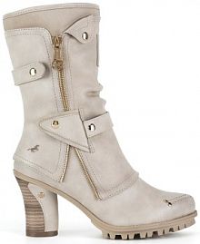 Botki na obcasie mustang białe 1141-606