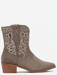 Zielone Botki Kowbojki Vices na Słupku Ozdobione Haftem Nelithen damskie
