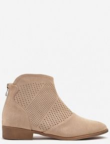 Beżowe Botki Vices z Ekozamszu z Ażurową Cholewką Selianae damskie