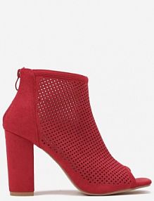 Czerwone Sandały Vices na Słupku z Ażurową Cholewką i Odkrytymi Noskami Uliri
