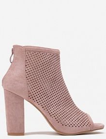 Różowe Sandały Vices na Słupku z Ażurową Cholewką i Odkrytymi Noskami Uliri