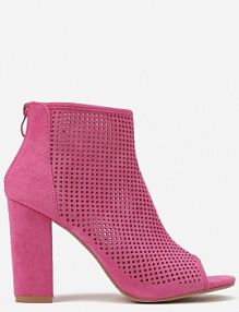 Fuksjowe Ażurowe Sandały Vices z Imitacji Zamszu na Słupku Finiri
