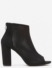 Czarne Ażurowe Sandały Vices z Imitacji Zamszu na Słupku Finiri