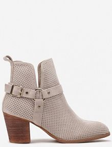 Jasnobeżowe Botki Kowbojki Vices na Słupku z Klamrą Falfedi damskie