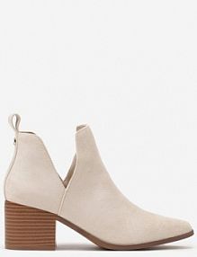 Beżowe Botki na Słupku Vices Ozdobione Wycięciem Annavin