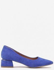 Niebieskie Czółenka Vices ze Skórzaną Wkładką i Niskim Słupkiem Firiri