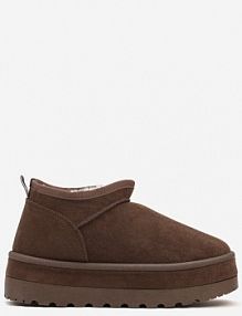 Brązowe Krótkie Śniegowce Vices z Ozdobną Lamówką Olfedi damskie