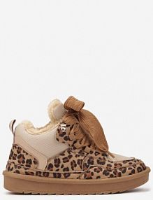 Brązowe Zimowe Sneakersy Vices Stylizowane na Śniegowce z Futerkiem i Wzorem w Panterkę Tennira damskie