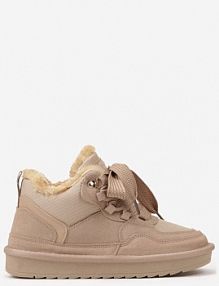 Ciemnobeżowe Zimowe Sneakersy Vices Stylizowane na Śniegowce z Futerkiem Tennira damskie