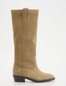 Zamszowe kozaki z przeszyciami Reserved beżowe damskie 168CQ-80X